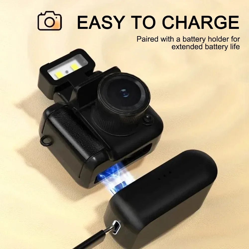 Y4000 1080P HD Mini Camera with LCD Screen Flash Lamp Battery Dock Portable Video Recorder Retro Ultra Compact Small Camcorder