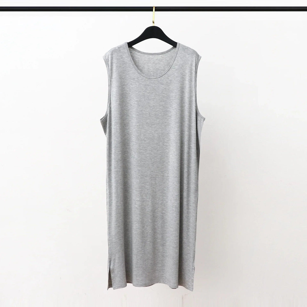 Modal Men'S Pajama Sleepwear Dress for Summer Vest Style Sleeveless Long Bathrobe Large Size Loose Soft Comfortable Night Dress