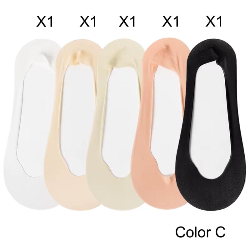 5 Pairs/ Lot Woman Socks New Summer Ultrathin Solid Color Invisible No Show Socks Set Breathable Anti-Slip Socks Slippers Casual