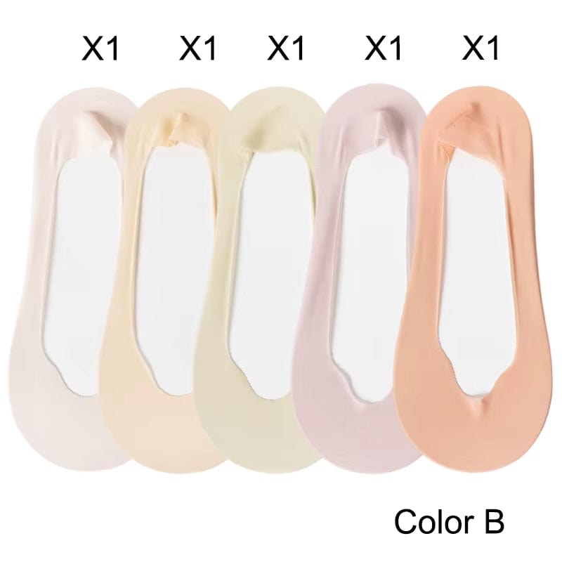 5 Pairs/ Lot Woman Socks New Summer Ultrathin Solid Color Invisible No Show Socks Set Breathable Anti-Slip Socks Slippers Casual