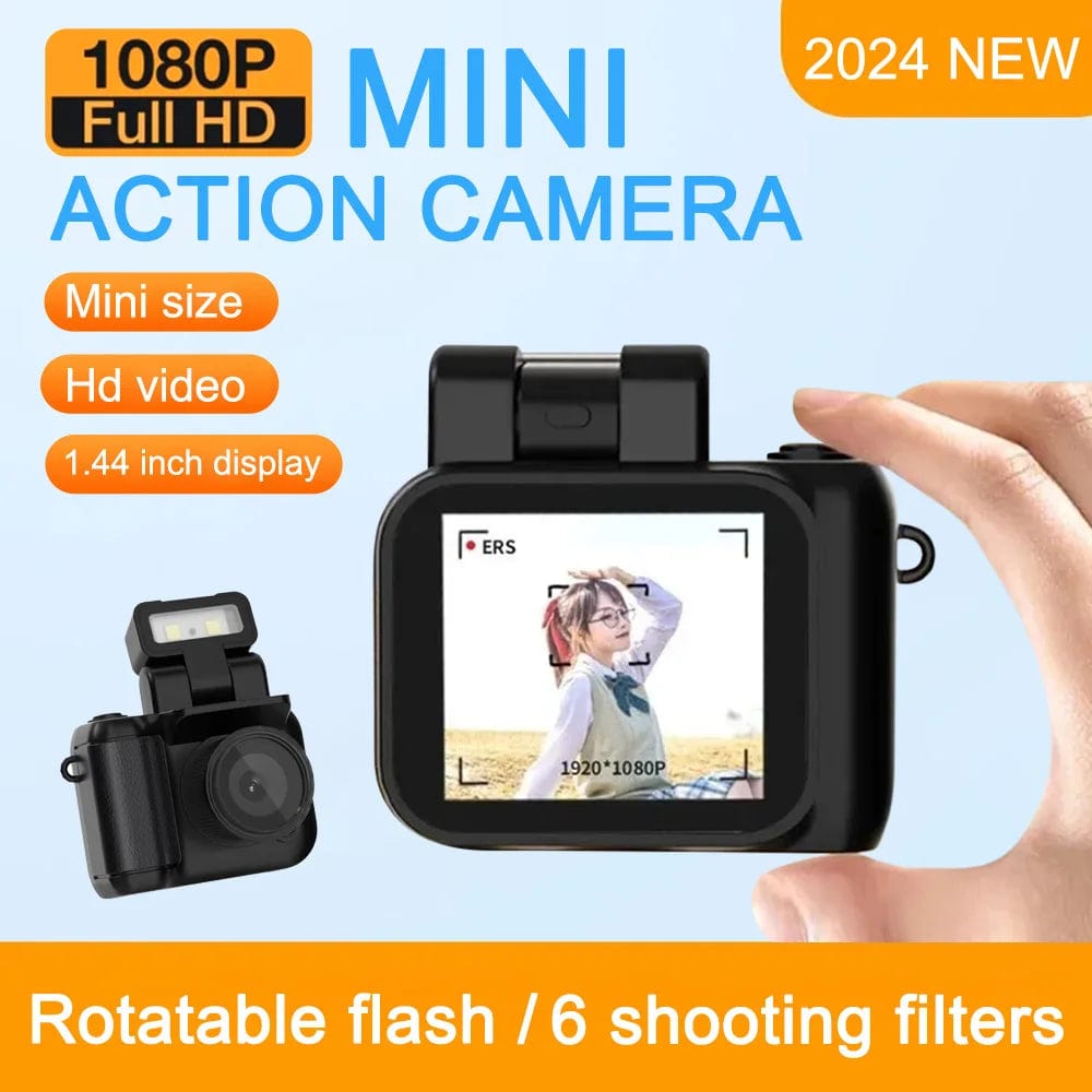 Y4000 1080P HD Mini Camera with LCD Screen Flash Lamp Battery Dock Portable Video Recorder Retro Ultra Compact Small Camcorder
