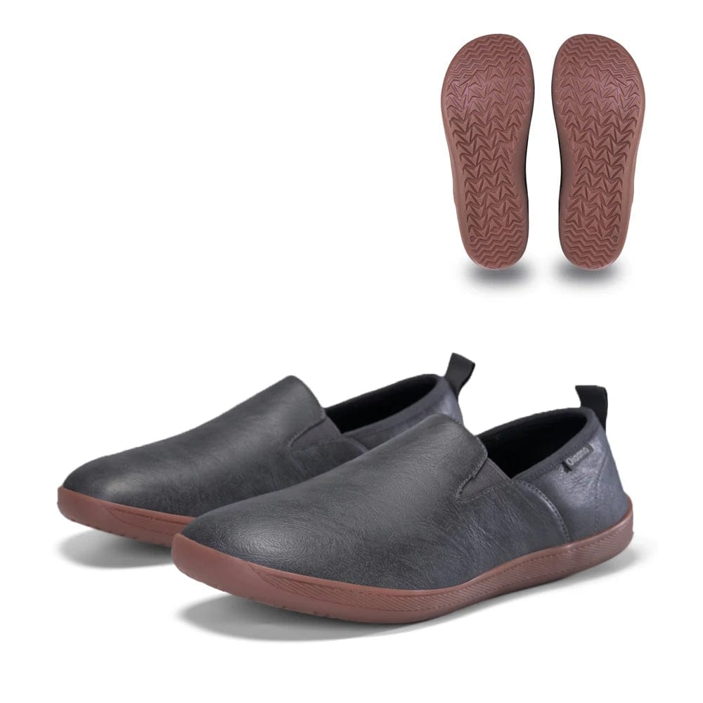 Oiaano Wide Toe Men Minimalist Shoes Comfortable Sneakers Leather Casual Shoes Black Slip on Leisure Loafers Drive Office