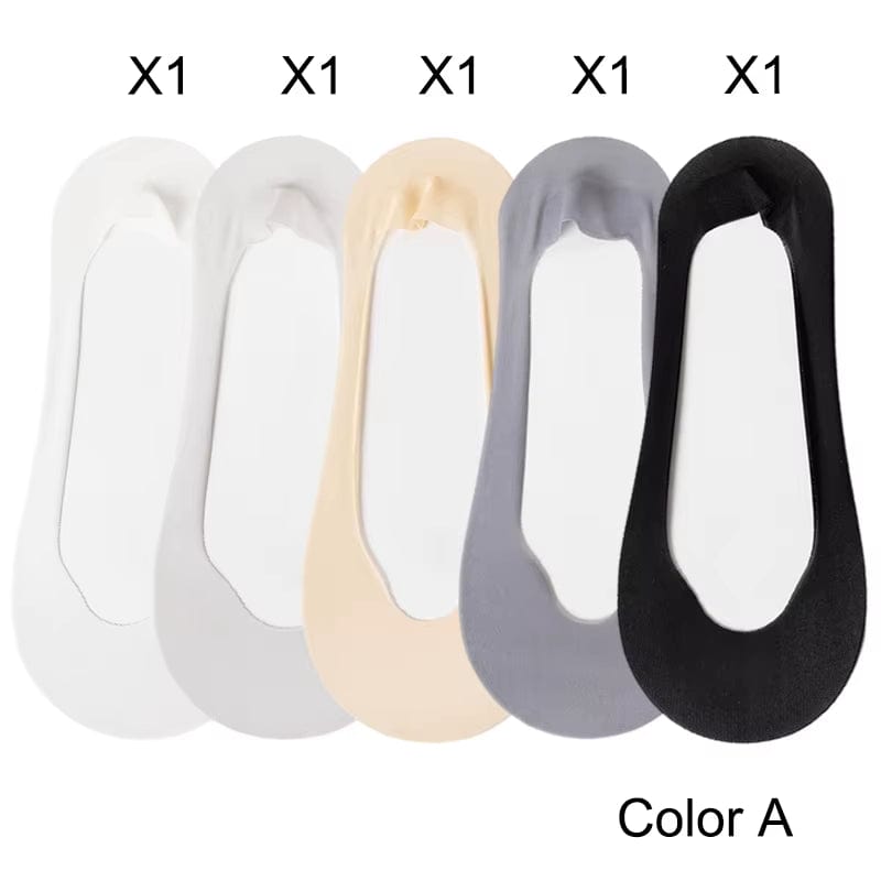5 Pairs/ Lot Woman Socks New Summer Ultrathin Solid Color Invisible No Show Socks Set Breathable Anti-Slip Socks Slippers Casual