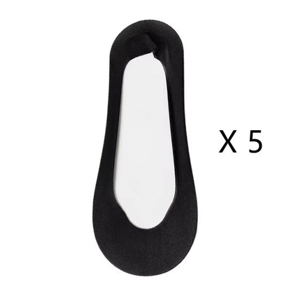 5 Pairs/ Lot Woman Socks New Summer Ultrathin Solid Color Invisible No Show Socks Set Breathable Anti-Slip Socks Slippers Casual