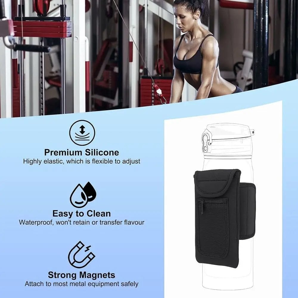 Universal Water Bottle Sleeve Portable Elastic Waterproof Elastic Bottle Holder Bag Gym Accessories Magnetic Gym Bag