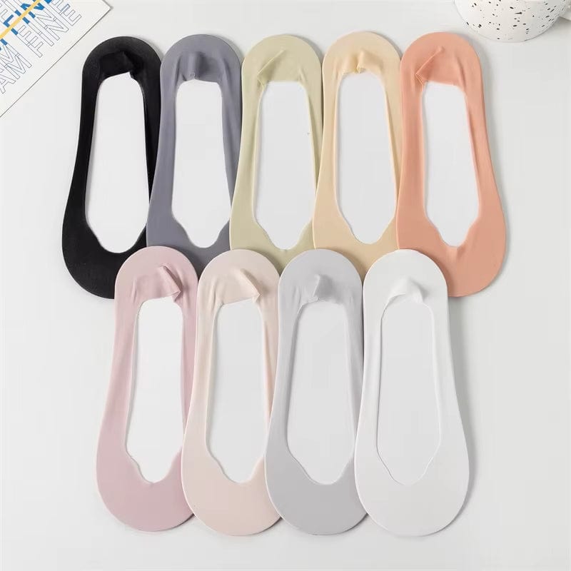 5 Pairs/ Lot Woman Socks New Summer Ultrathin Solid Color Invisible No Show Socks Set Breathable Anti-Slip Socks Slippers Casual