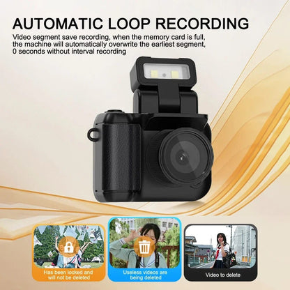 Y4000 1080P HD Mini Camera with LCD Screen Flash Lamp Battery Dock Portable Video Recorder Retro Ultra Compact Small Camcorder